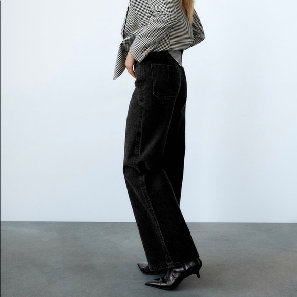 NWT Zara High rise wide leg jeans black size 24 & 28 - Picture 8 of 12